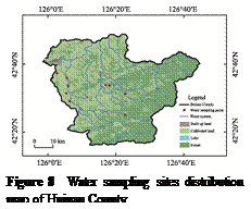 文本框:  

Figure 8  Water sampling sites distribution map of Huinan County
